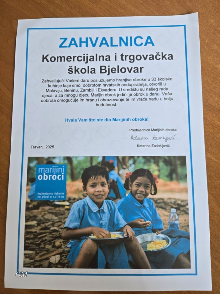 Marijini obroci provodi se i u našoj školi